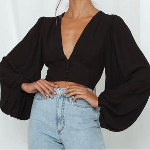 Hello Molly Agyness Black Long Sleeve Top Size XS
